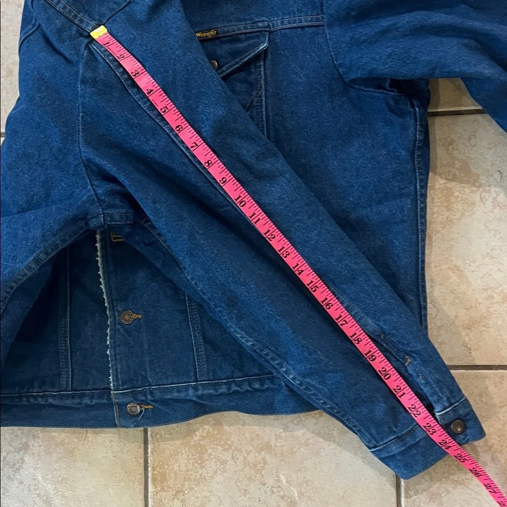 VINTAGE EUC Wrangler Western Denim‎ Jacket Shearling Lining, Sz XXL